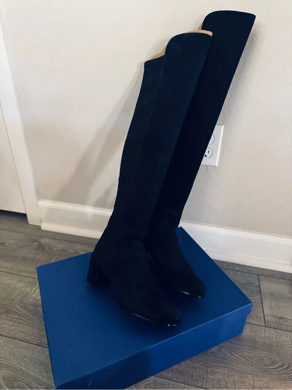 Stuart Weitzman navy blue Over-the-Knee Suede Boots